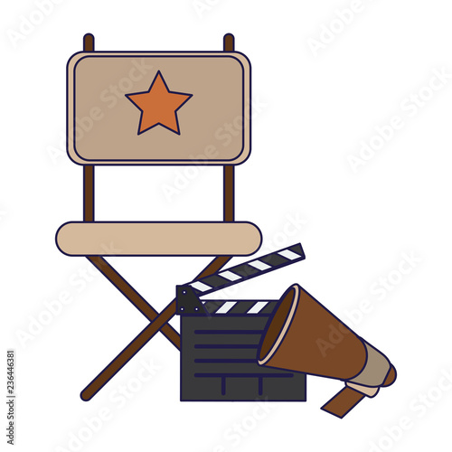 Cinema directors chair and clapboard