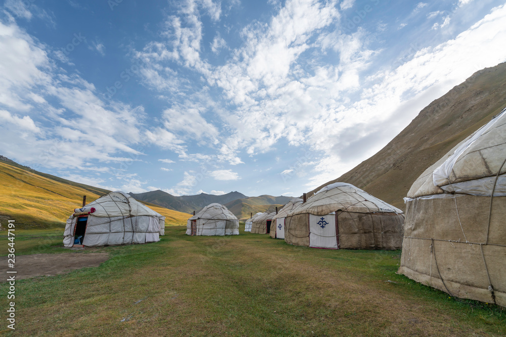 Yurts at a camp in the Kyrgyz mountains