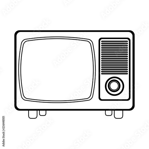Old vintage television black and white
