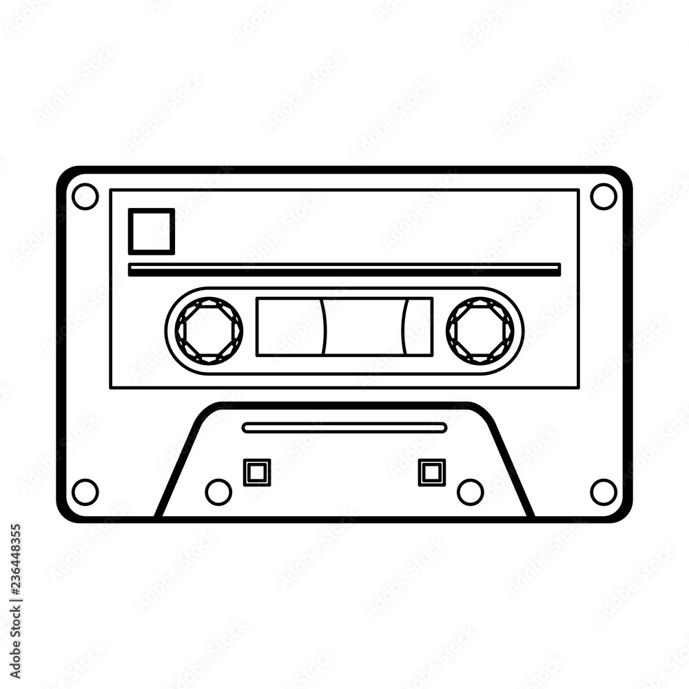 Old music cassette tape black and white