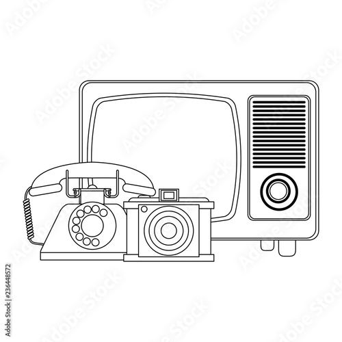 Vintage media technology black and white