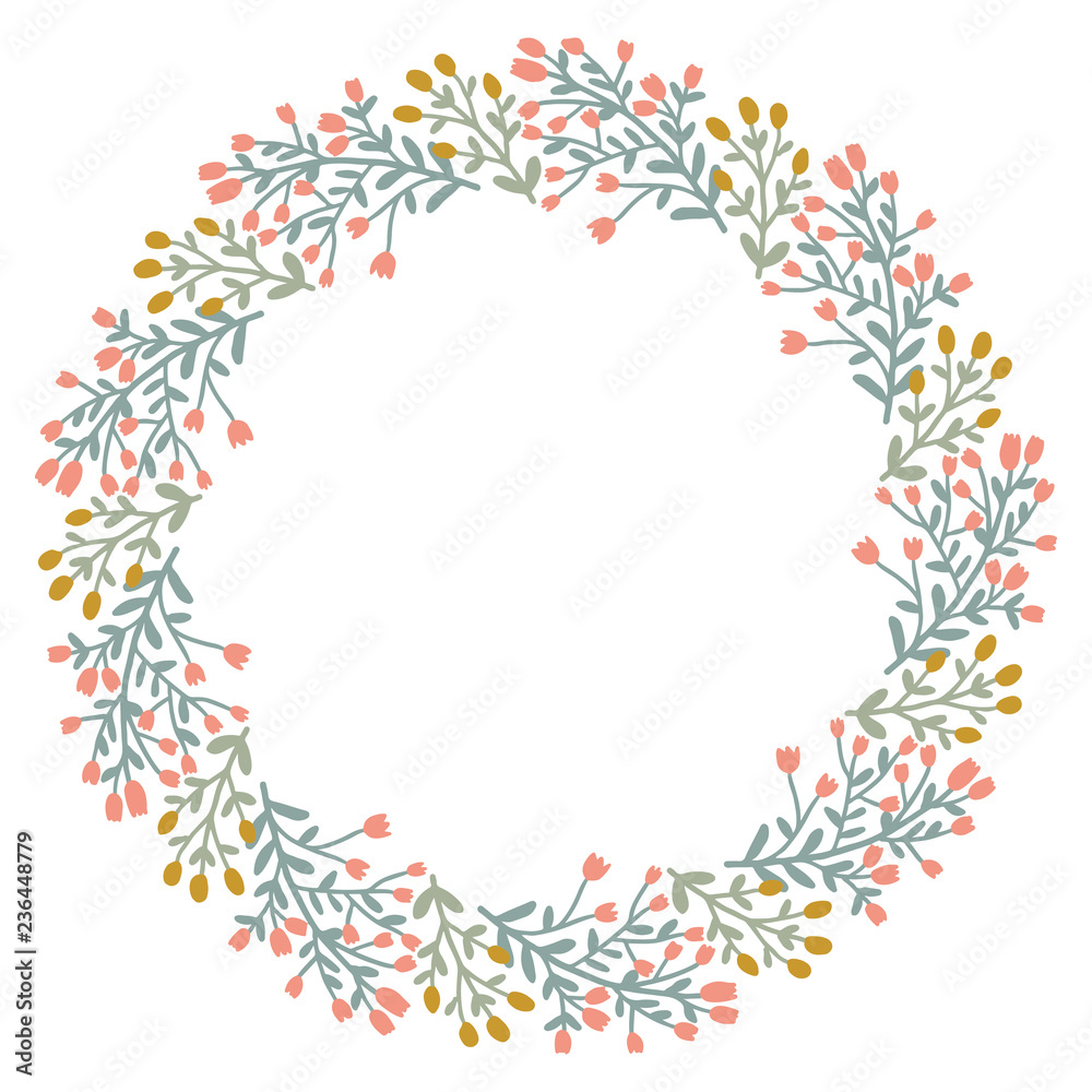 Christmas Wreath with Round Frame for Cards Design Vector Layout with Copyspace Can be use for Decorative Kit, Invitations, Greeting Cards, Blogs, Posters, Merry Christmas and Happy New Year.