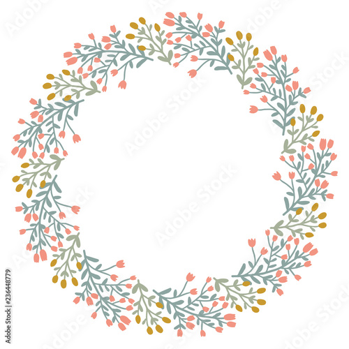 Christmas Wreath with Round Frame for Cards Design Vector Layout with Copyspace Can be use for Decorative Kit, Invitations, Greeting Cards, Blogs, Posters, Merry Christmas and Happy New Year.