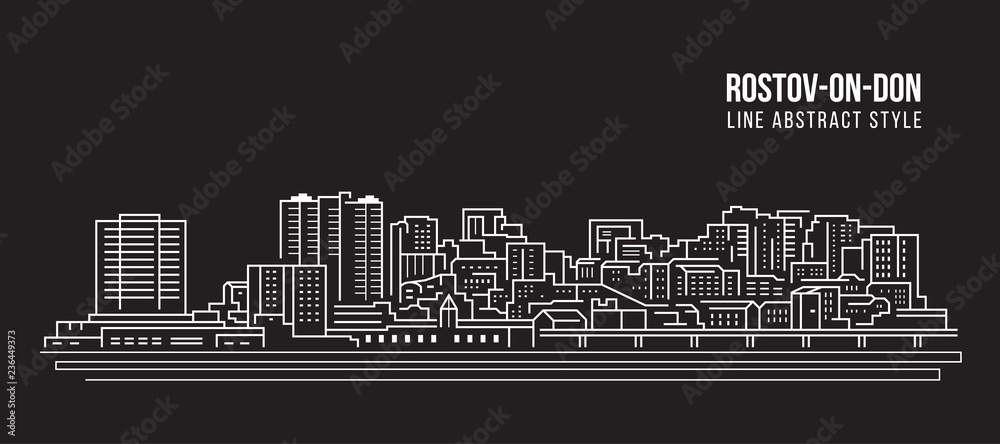 Cityscape Building Line art Vector Illustration design - Rostov-on-Don city