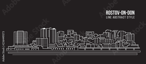 Cityscape Building Line art Vector Illustration design - Rostov-on-Don city