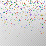 Color glitter confetti vector. Carnaval paper tinsel texture isolated on background. Party colorful 