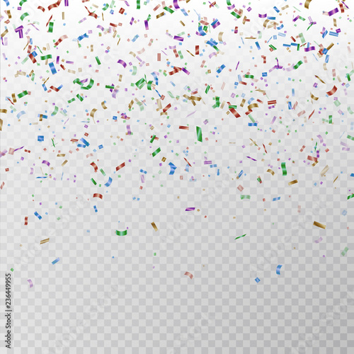 Color glitter confetti vector. Carnaval paper tinsel texture isolated on background. Party colorful 