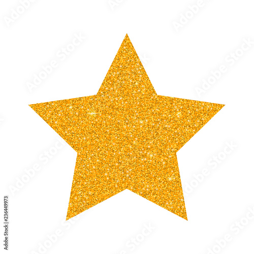 Glitter golden star vector isolated on white background. Christmas star, sparkly decoration. Golden 