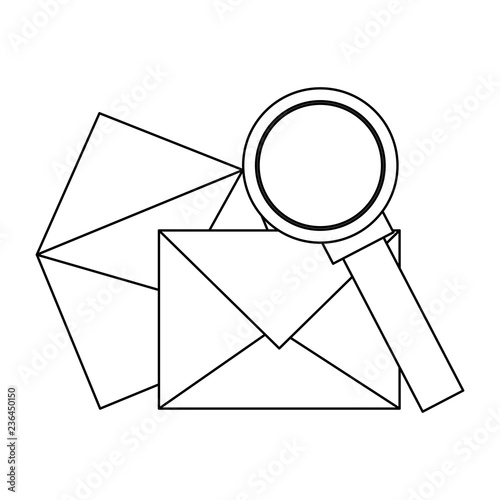 Office mail envelope and email black and white