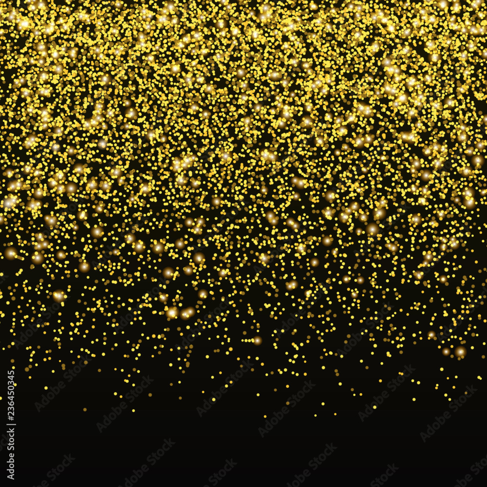 Gold glitter confetti vector. Falling golden star dust isolated on