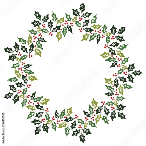 Christmas Wreath with Round Frame for Cards Design Vector Layout with Copyspace Can be use for Decorative Kit, Invitations, Greeting Cards, Blogs, Posters, Merry Christmas and Happy New Year.