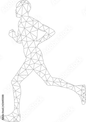 running man, wireframe triangles,low poly style