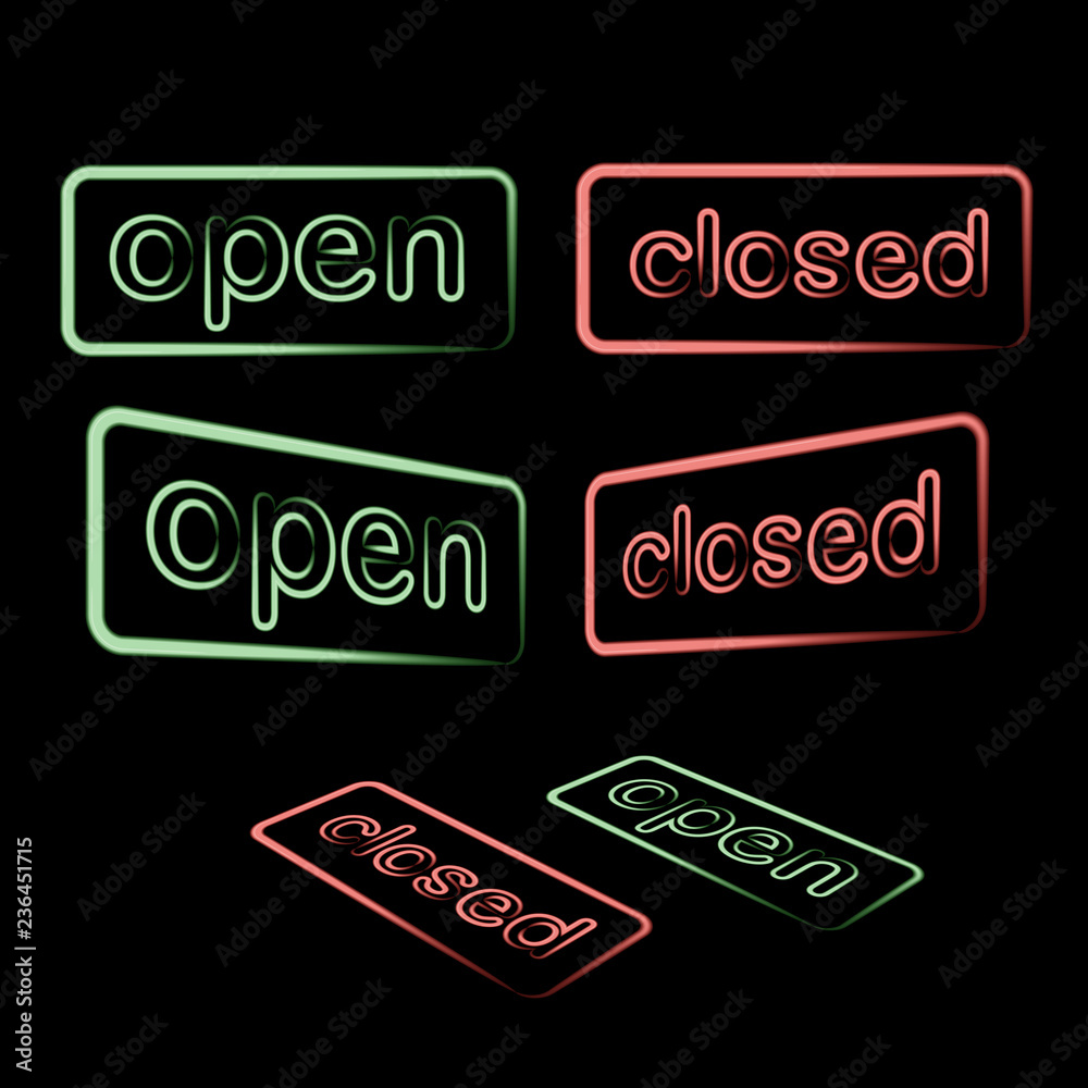 openly closed neon on a black background