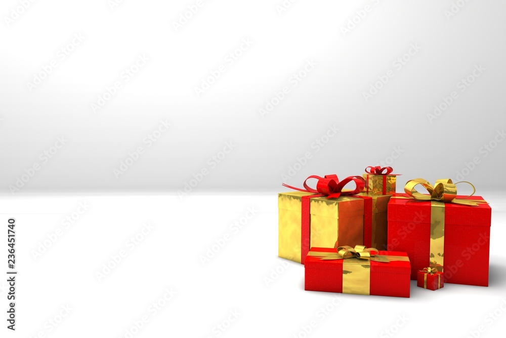 Fototapeta premium Christmas Gifts White Background