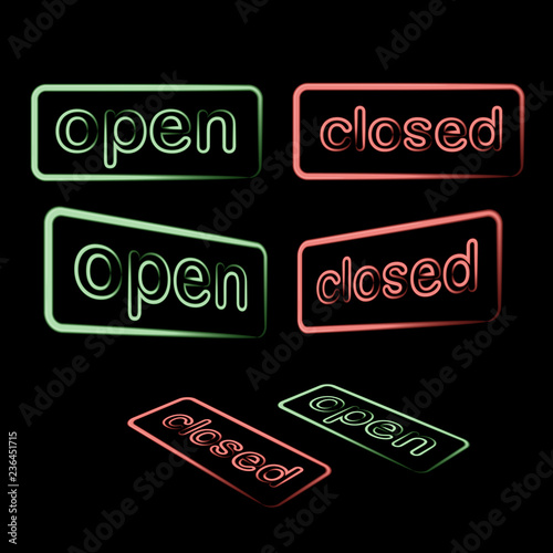 openly closed neon on a black background