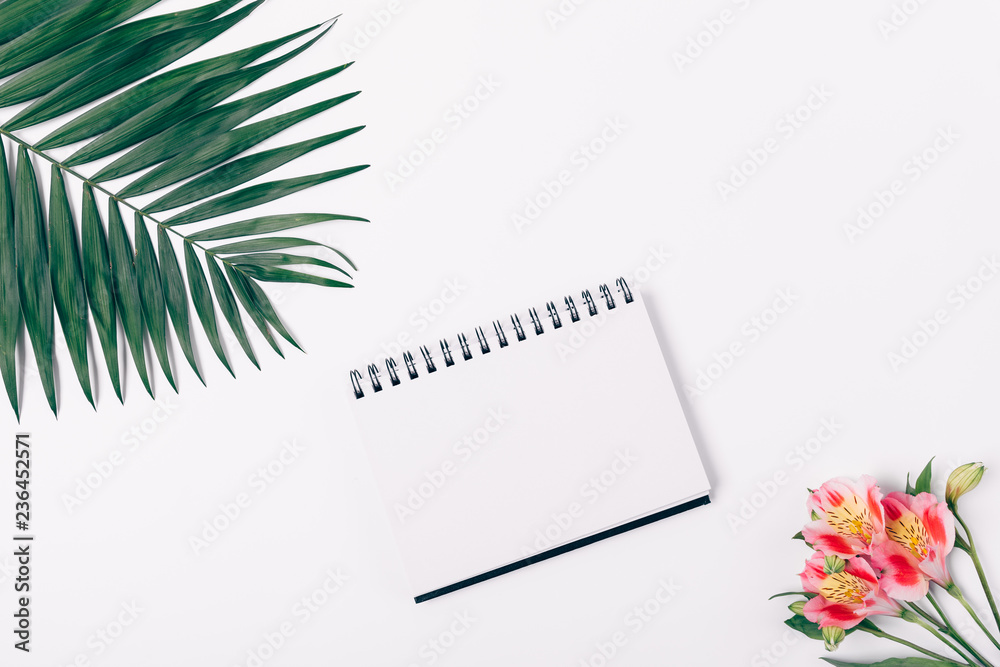 Top view open blank notepad Top view open blank notepad
