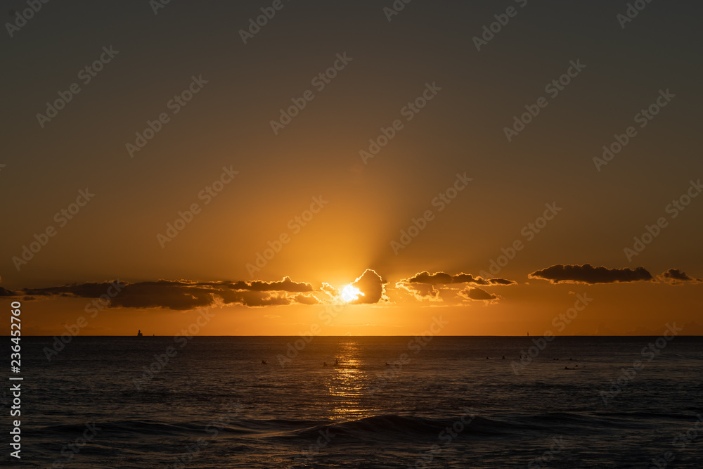 sunset at sea in hawaii