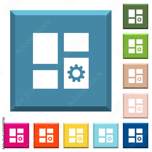 Dashboard settings white icons on edged square buttons
