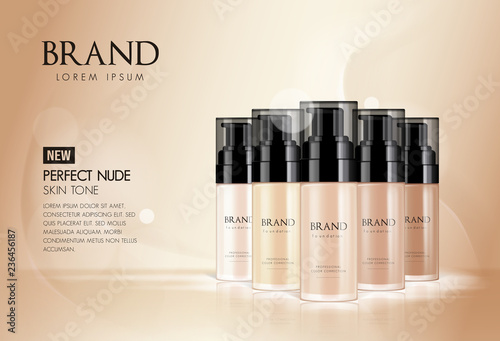Cosmetic vector foundation premium product advertisment.
