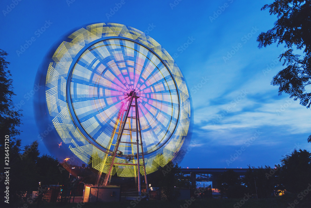 The Ferris wheel, Night, Novosibirsk, Russia