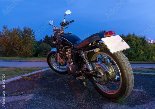 classic road moto, night view