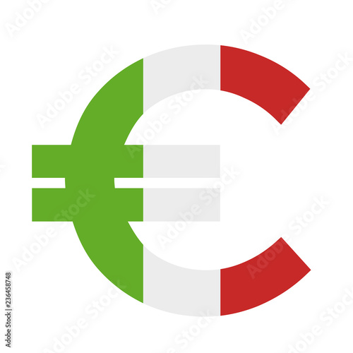 Italy, italian economy and Eurozone with Euro currency - European country and money - fiscal policy, financial budget of European Union member state. Vector illustration