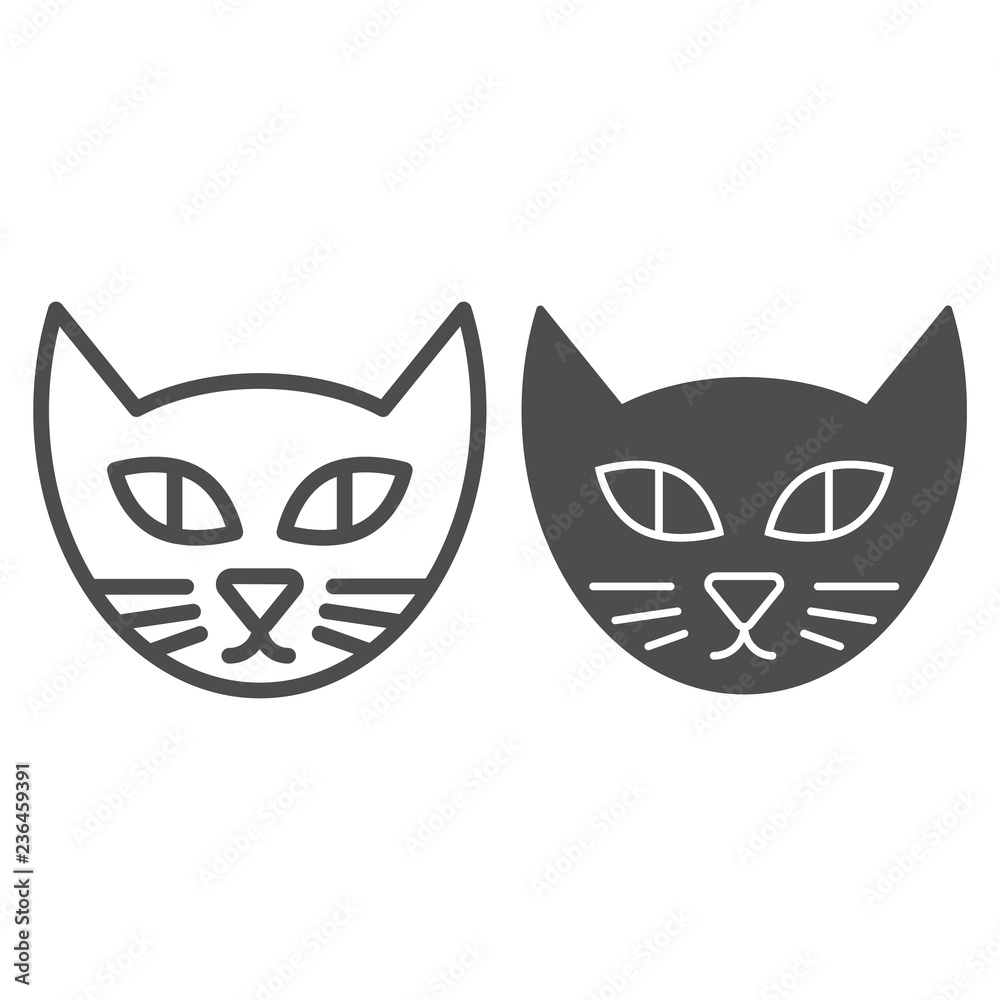 Cat line and glyph icon. Animal vector illustration isolated on