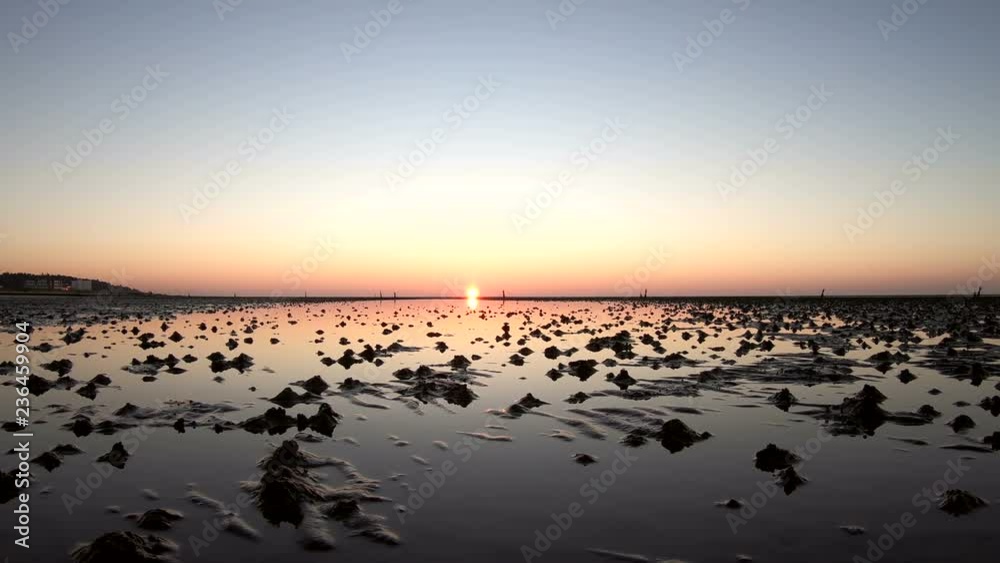 Wattenmeer, Sonnenuntergang, Rippelmarken