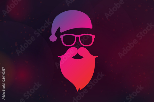 bunter Weihnachtsmann Hipster mit Brille und Hintergrund