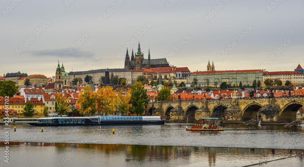 View to Charles Bridge and Prague Castle
