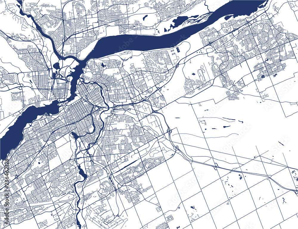 City Of Ottawa Map Map Of The City Of Ottawa, Ontario, Canada Stock Vector | Adobe Stock
