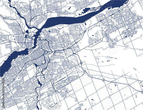 Wallpaper Mural Map of the city of Ottawa, Ontario, Canada