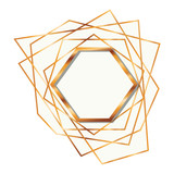 golden frame hexagon isolated icon