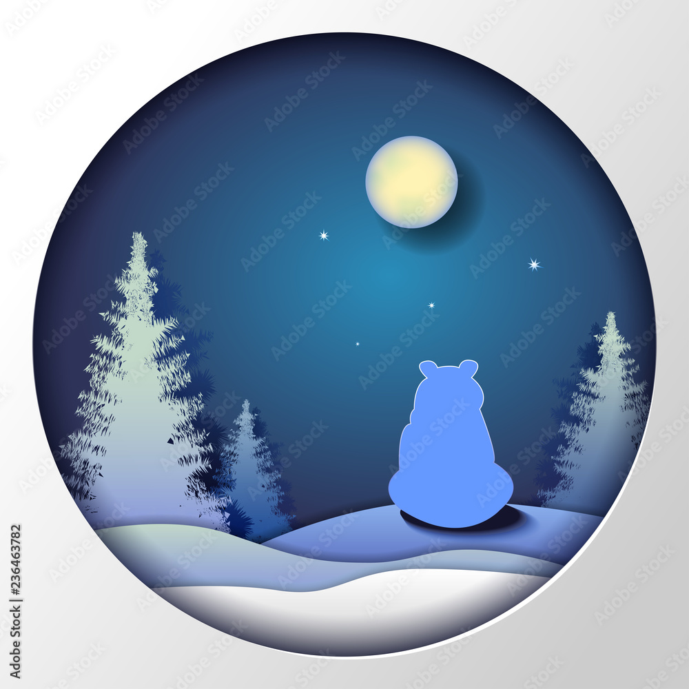 Naklejka premium Moon and bear