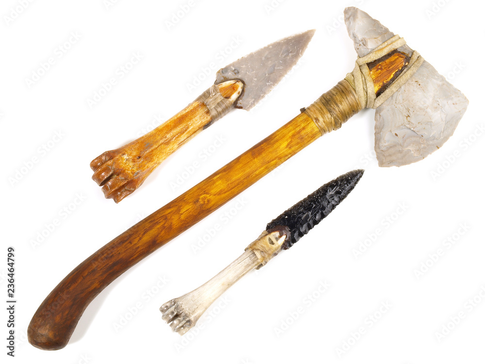 Werkzeuge aus der Steinzeit Stock-Foto