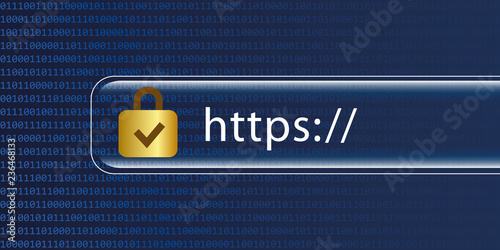 https safe web blue digital binary code background vector illustration EPS10