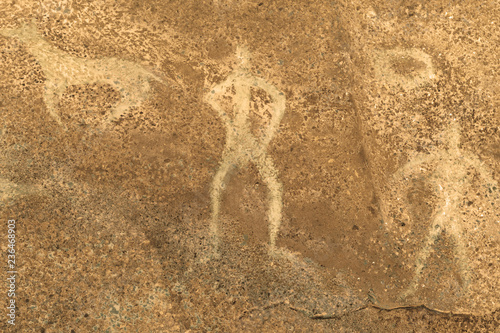 the image of an ancient man on the wall of the cave. history of antiquities, era, era.