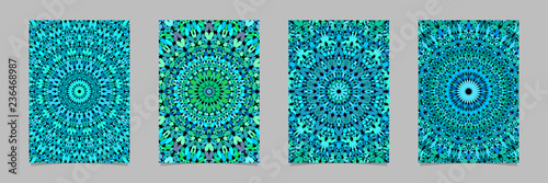 Turquoise petal ornate mandala pattern poster background set - vector page template designs