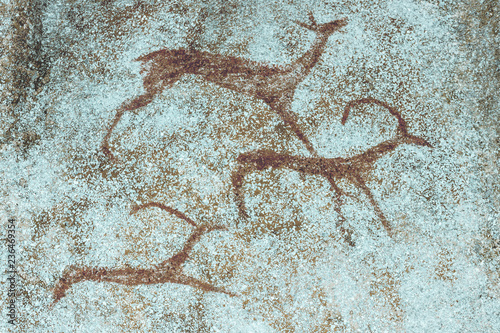 image of ancient animals on the cave wall. ancient art, history, era.