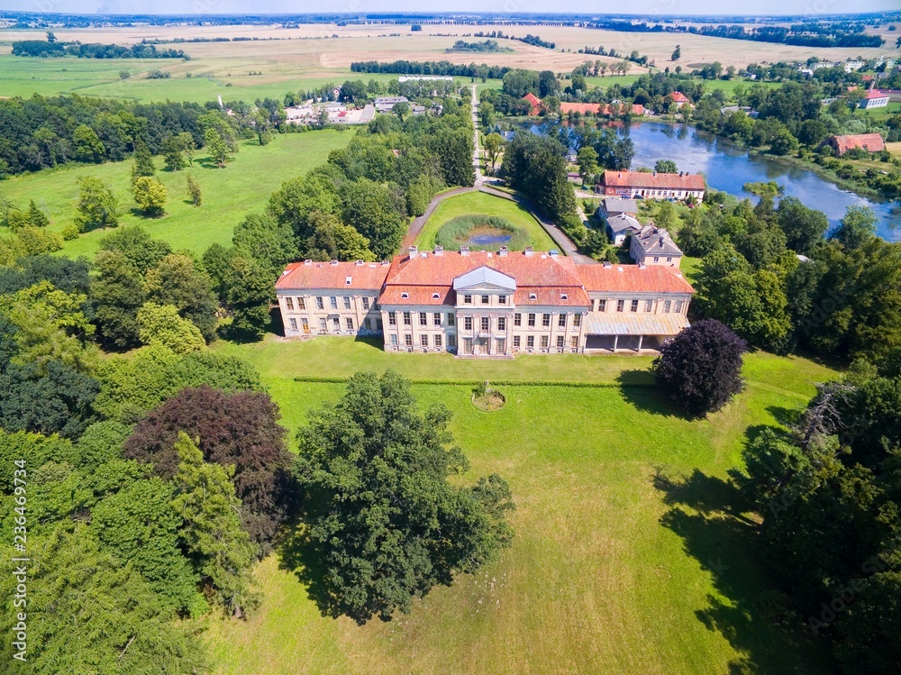 Baroque style palace in Drogosze, Poland (former Donhoffstadt, East Prussia). Built in 1710-1714, belonged to aristocratic Prussian family von Donhoff
