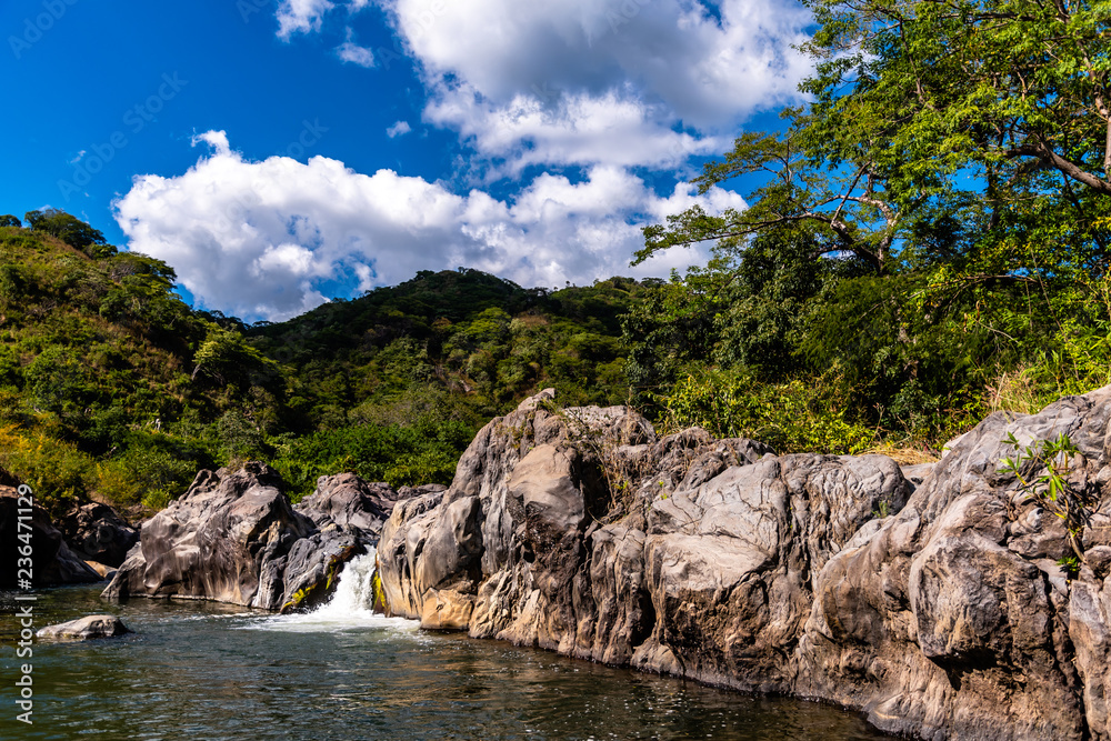 landscape of Guatemalan mountains and river