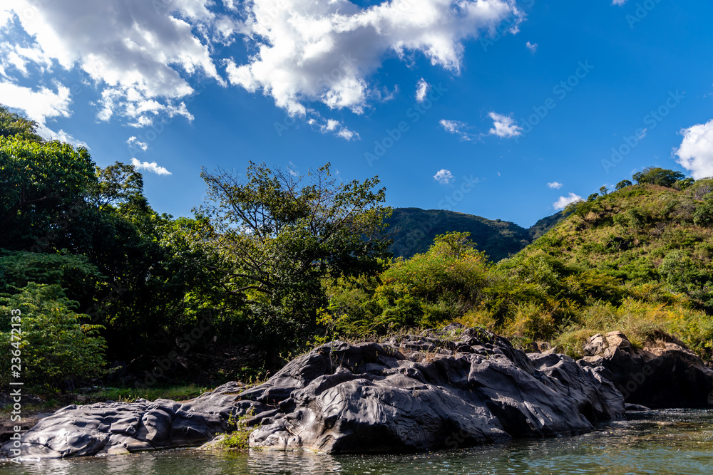 landscape of Guatemalan mountains and river