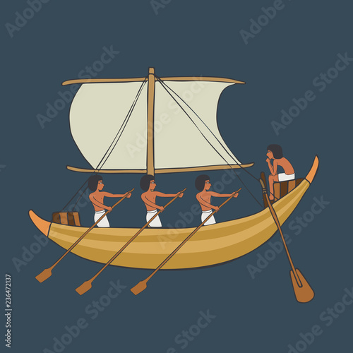 ancient egyptian boat isolated cartoon