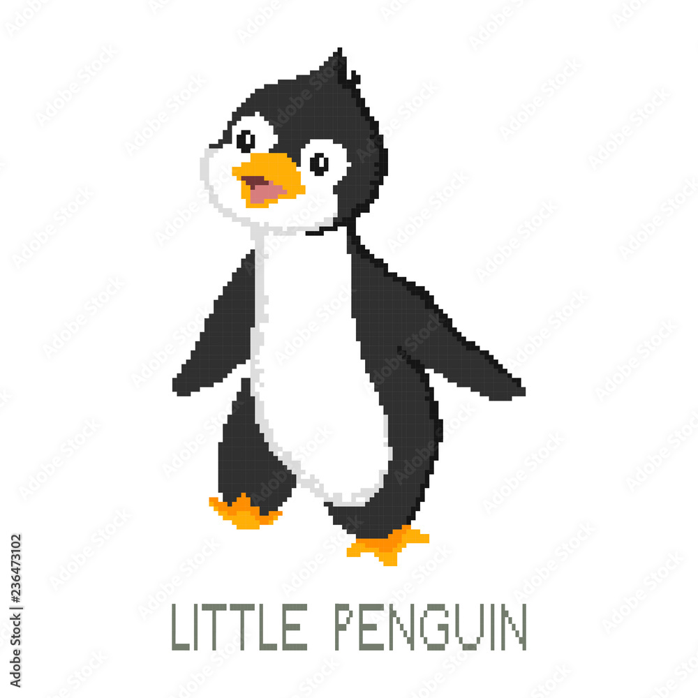 Illustration of a cute pixel penguin on white background Illustration of a cute pixel penguin on white background