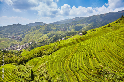 Longji Rice Terraces Fields (Dragon's Backbone), one of Guilin top tourist attractions, China. © MaciejBledowski