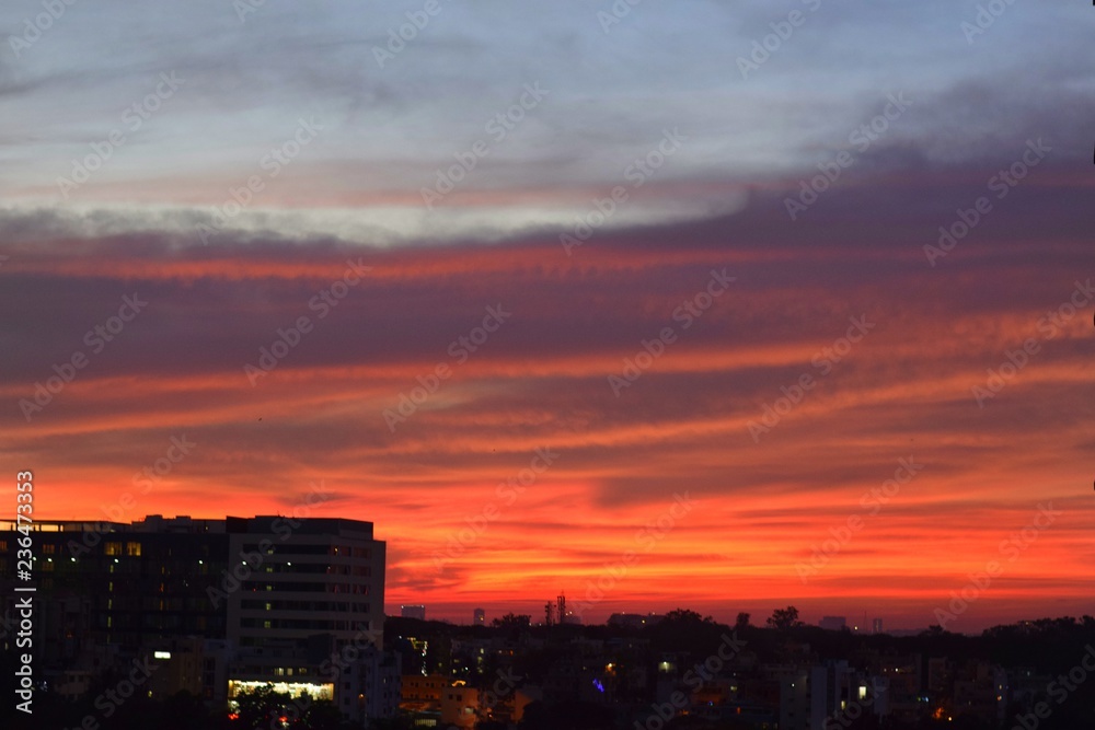 Bangalore, Karnataka, India - November 8, 2018: Evening Sky.