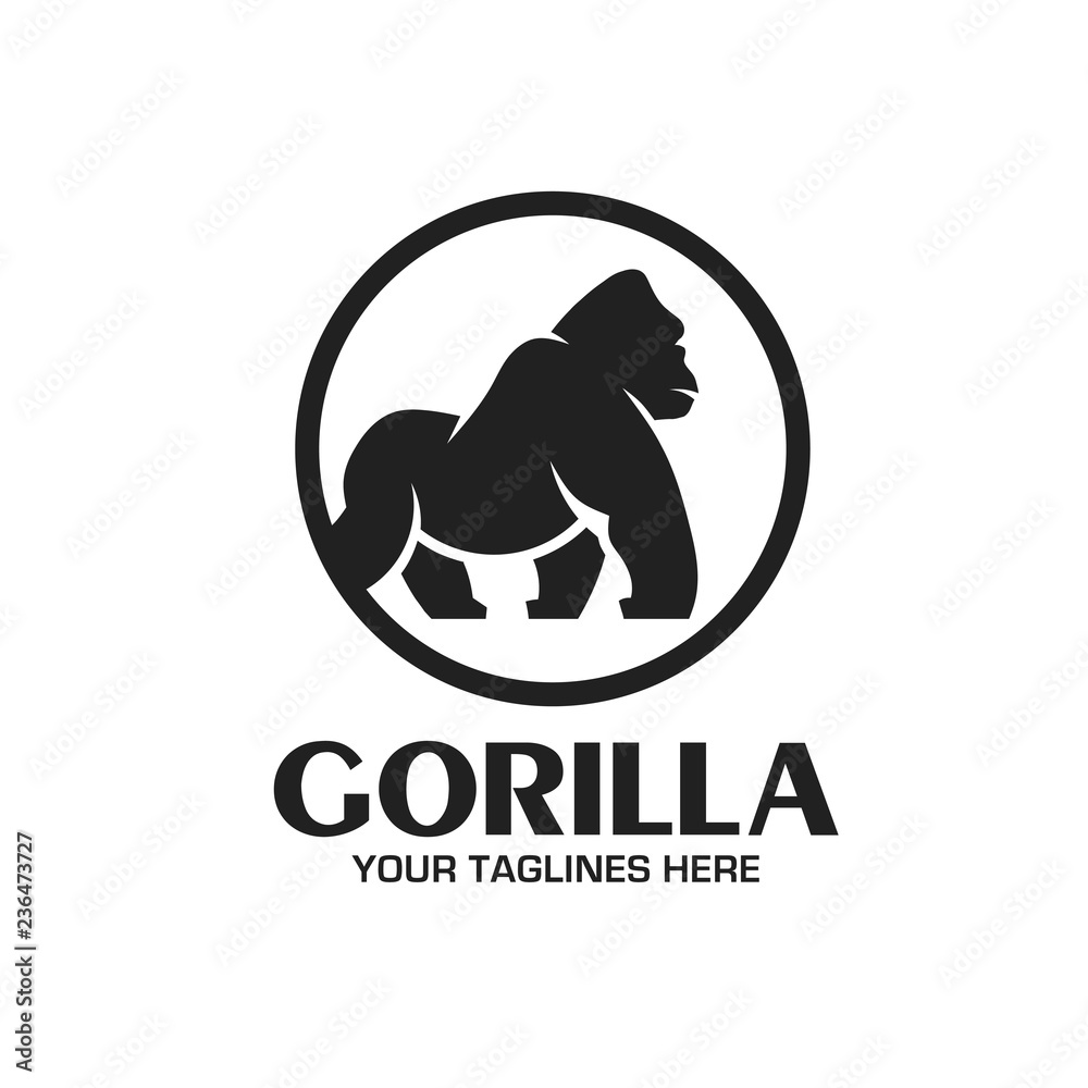 Naklejka premium kreatywny i silny wektor logo Gorilla na białym tle