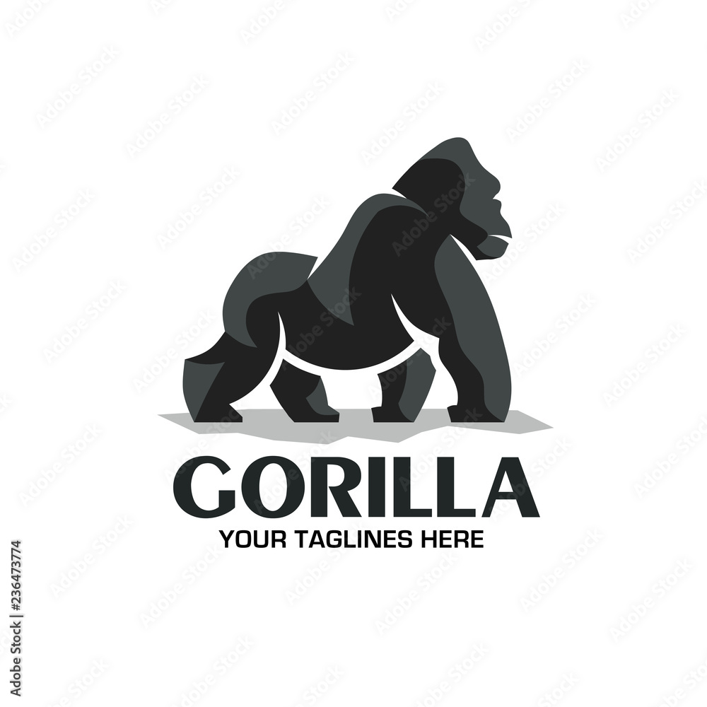 Obraz premium kreatywny i silny wektor logo Gorilla na białym tle