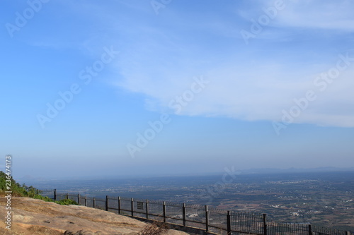 Nandi Hills, Karnataka, India - January 13, 2018: Top view from Nandi hills.