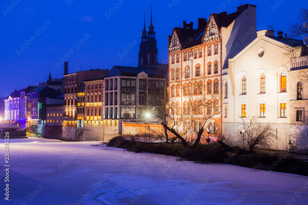 Fototapeta premium Old town of Opole across Oder River